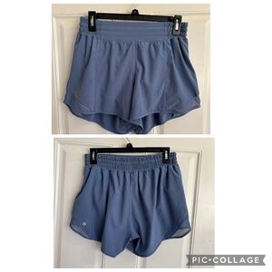 Size 8 Lululemon Oasis Blue Hotty Hot 4" High-Rise Lined Short.  In EUC!